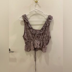 super cute top with a jean skirt